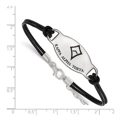 Kappa Alpha Theta Sterling Silver Large Leather Bracelet – view 2