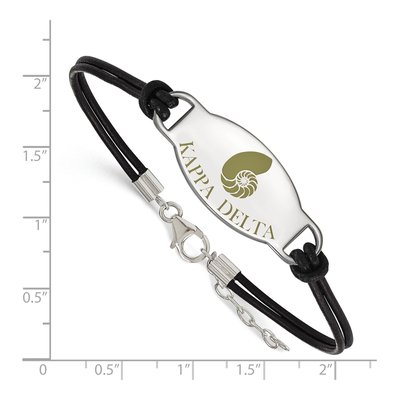Kappa Delta Sterling Silver Large Symbol Leather Bracelet – view 2