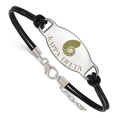 Kappa Delta Sterling Silver Large Symbol Leather Bracelet