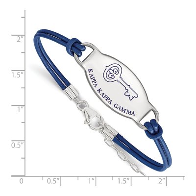 Kappa Kappa Gamma Sterling Silver Large Leather Bracelet – view 2