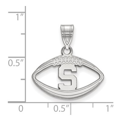 Michigan State University Sterling Silver Medium Football Letter S Pendant – view 2