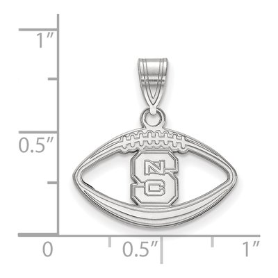 North Carolina State University Sterling Silver Medium NC N-C-S Football Pendant – view 2