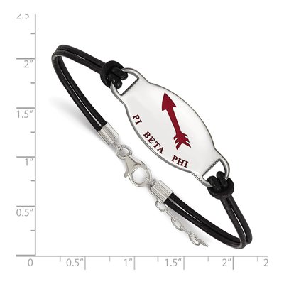 Pi Beta Phi Sterling Silver Large Enamel Leather Bracelet – view 2