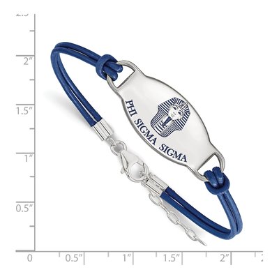 Phi Sigma Sigma Sterling Silver Large Leather Bracelet – view 2