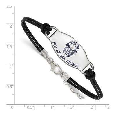 Phi Sigma Sigma Sterling Silver Large Leather Bracelet – view 2