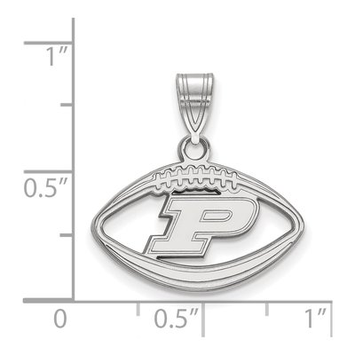 Purdue University Sterling Silver Medium Football Letter P Pendant – view 2