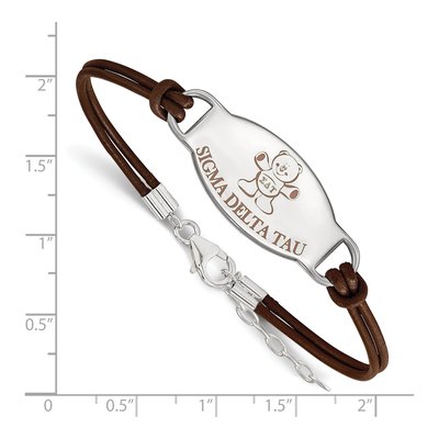 Sigma Delta Tau Sterling Silver Large Leather Bracelet – view 2