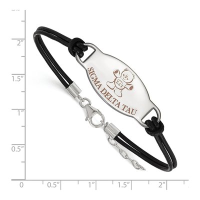 Sigma Delta Tau Sterling Silver Large Leather Bracelet – view 2