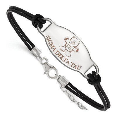 Sigma Delta Tau Sterling Silver Large Leather Bracelet