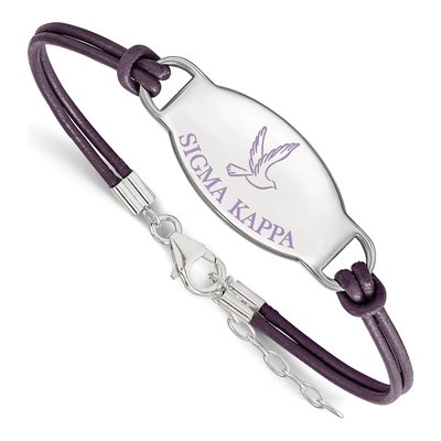Sigma Kappa Sterling Silver Large Leather Bracelet