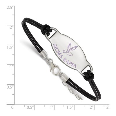Sigma Kappa Sterling Silver Large Leather Bracelet – view 2