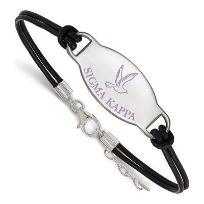 Sigma Kappa Sterling Silver Large Leather Bracelet