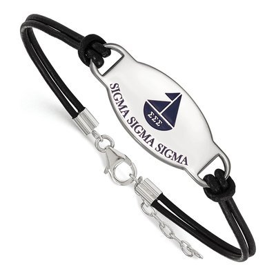 Sigma Sigma Sigma Sterling Silver Large Leather Bracelet