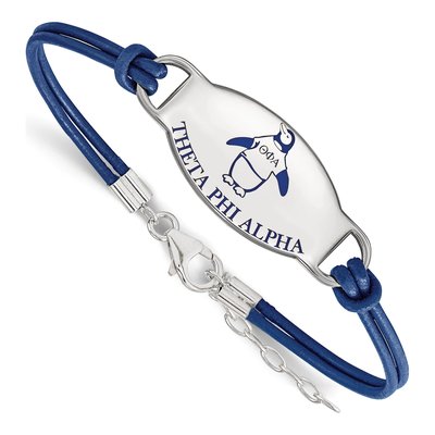 Theta Phi Alpha Sterling Silver Large Leather Bracelet