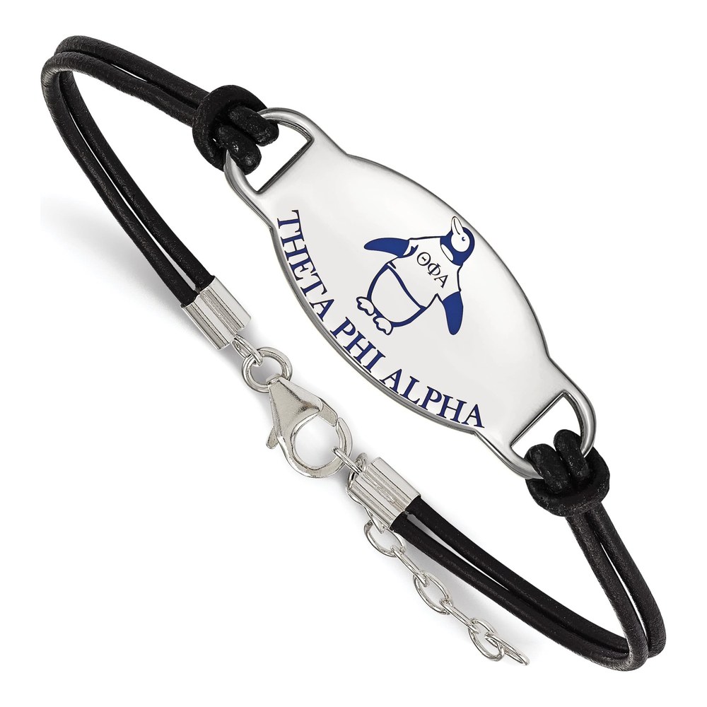 Theta Phi Alpha Sterling Silver Large Leather Bracelet