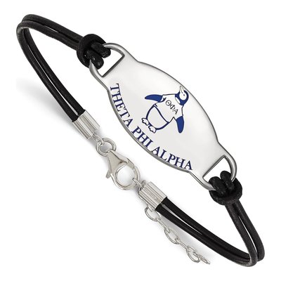 Theta Phi Alpha Sterling Silver Large Leather Bracelet