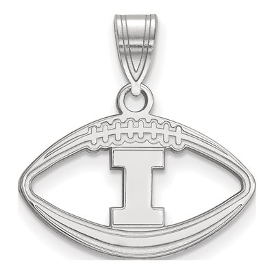 University of Illinois Sterling Silver Medium Football I Letter I Pendant