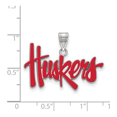 University of Nebraska Sterling Silver Large Huskers Enamel Pendant – view 2