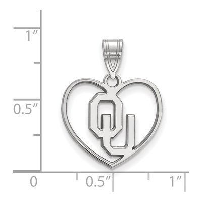 University of Oklahoma Sterling Silver Medium O-U Heart Pendant – view 2