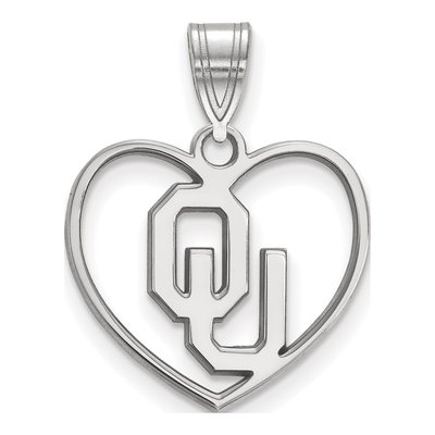 University of Oklahoma Sterling Silver Medium O-U Heart Pendant