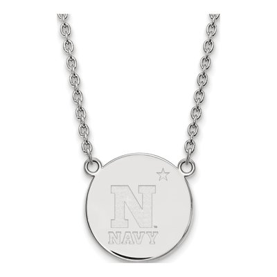 United States Naval Academy Sterling Silver Large US Disc Necklace