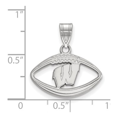 University of Wisconsin Sterling Silver Medium Badgers Football Pendant – view 2