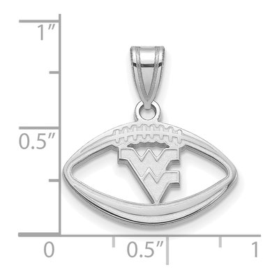 West Virginia University Sterling Silver Medium Football Pendant – view 3