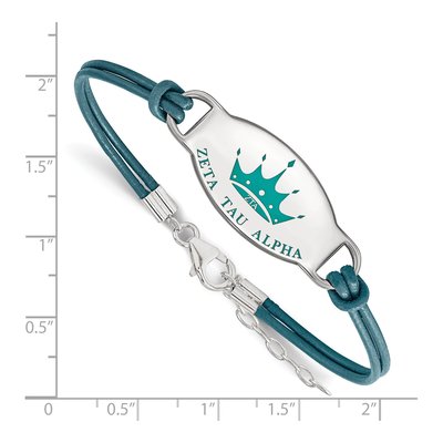 Zeta Tau Alpha Sterling Silver Large Leather Bracelet – view 2