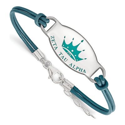 Zeta Tau Alpha Sterling Silver Large Leather Bracelet