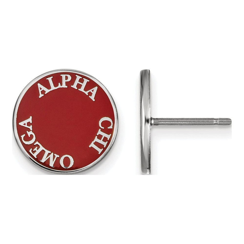 Alpha Chi Omega Sterling Silver Stud Earrings