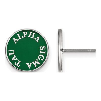 Alpha Sigma Tau Sterling Silver Enamel Stud Earrings