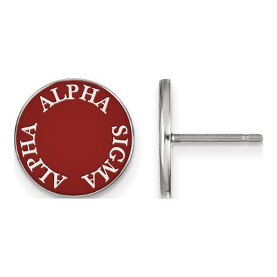 Alpha Sigma Alpha Sterling Silver Enamel Stud Earrings