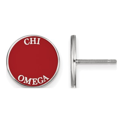 Chi Omega Sterling Silver Enamel Stud Earrings