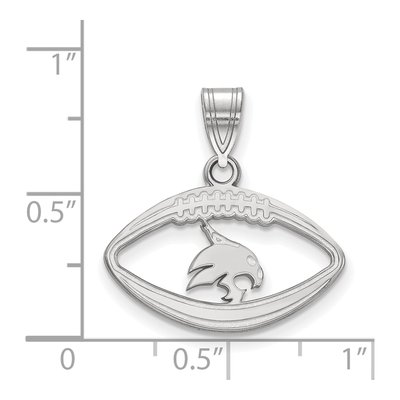 Texas State University Sterling Silver Medium Bobcats Football Pendant – view 2