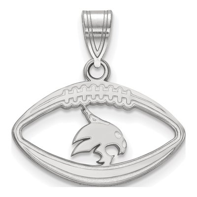 Texas State University Sterling Silver Medium Bobcats Football Pendant