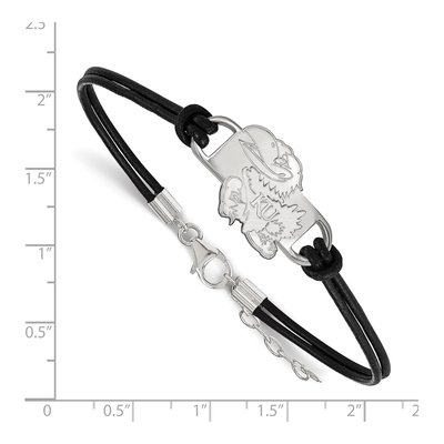 University of Kansas Sterling Silver Small Jayhawks Leather Bracelet – view 2