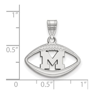 University of Michigan Sterling Silver Medium Football Letter M Pendant – view 2