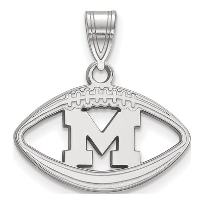 University of Michigan Sterling Silver Medium Football Letter M Pendant