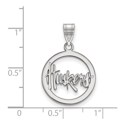 University of Nebraska Sterling Silver Medium Huskers Circle Pendant – view 2