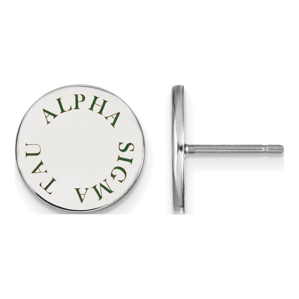 Alpha Sigma Tau Sterling Silver Enamel Stud Earrings