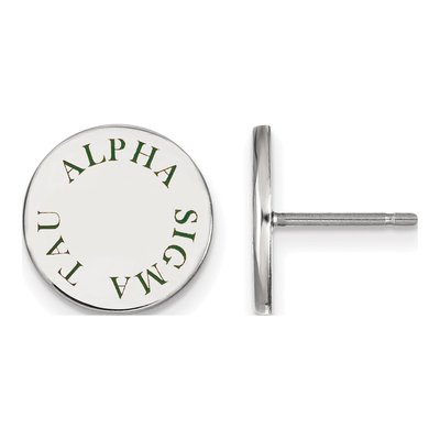 Alpha Sigma Tau Sterling Silver Enamel Stud Earrings
