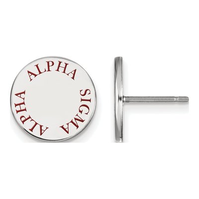 Alpha Sigma Alpha Sterling Silver Enamel Stud Earrings