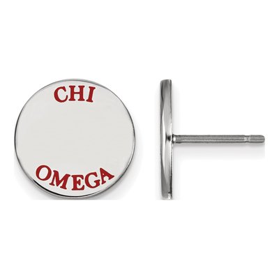 Chi Omega Sterling Silver Enamel Stud Earrings