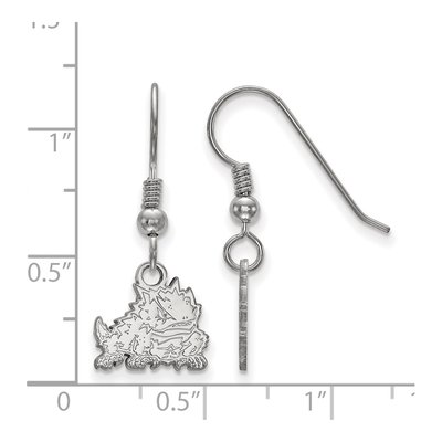 Texas Christian University Sterling Silver TCU Horned Frog Wire Earrings – view 2