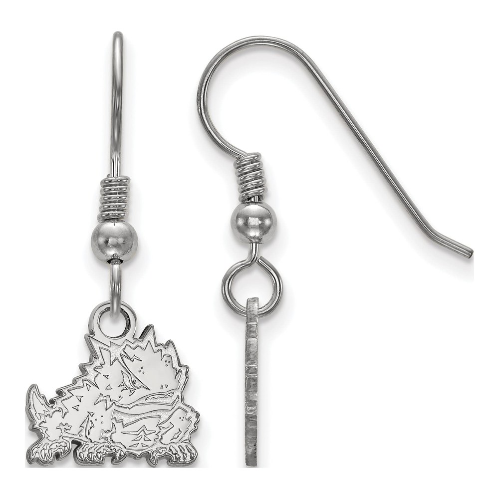 Texas Christian University Sterling Silver TCU Horned Frog Wire Earrings