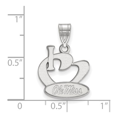 University of Mississippi Sterling Silver Large Ole Miss I Heart Pendant – view 2