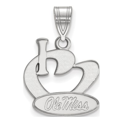 University of Mississippi Sterling Silver Large Ole Miss I Heart Pendant