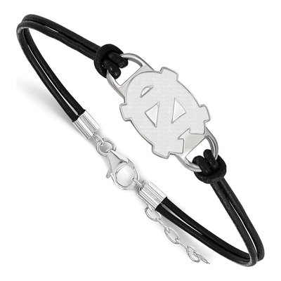 University of North Carolina Sterling Silver Small UNC Tar Heels Leather Bracelet