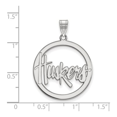 University of Nebraska Sterling Silver Large Huskers Circle Pendant – view 2