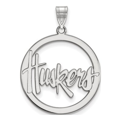 University of Nebraska Sterling Silver Large Huskers Circle Pendant